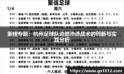 重磅专题：杭州足球队边路渗透战术的创新与实践分析